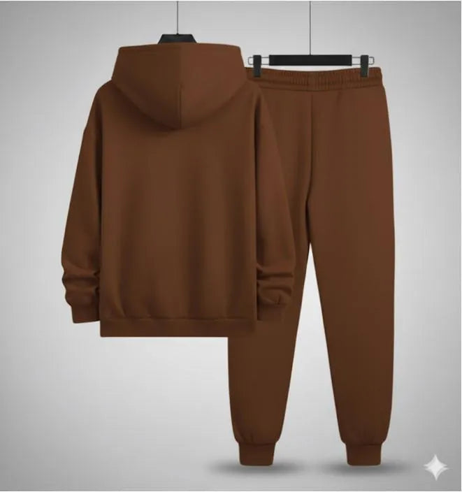 2 Pcs Men's Polyester Printed Hoodie Track Suit